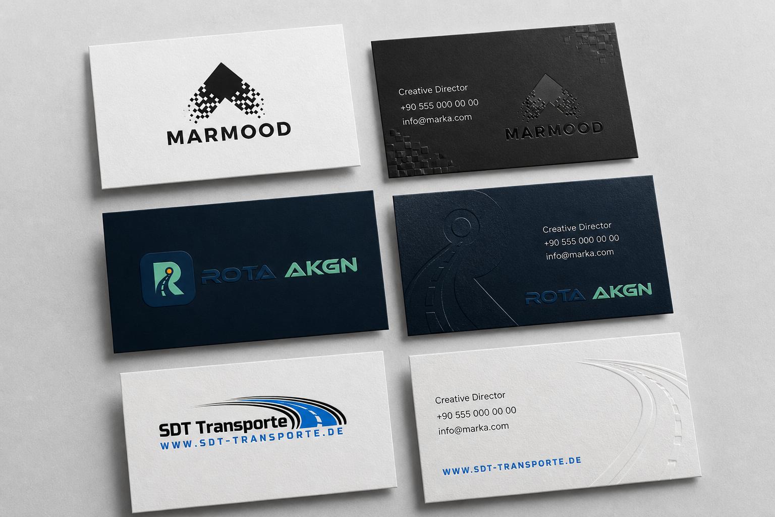 Marmood, Rota AKGN ve SDT Transporte kartvizit tasarımları